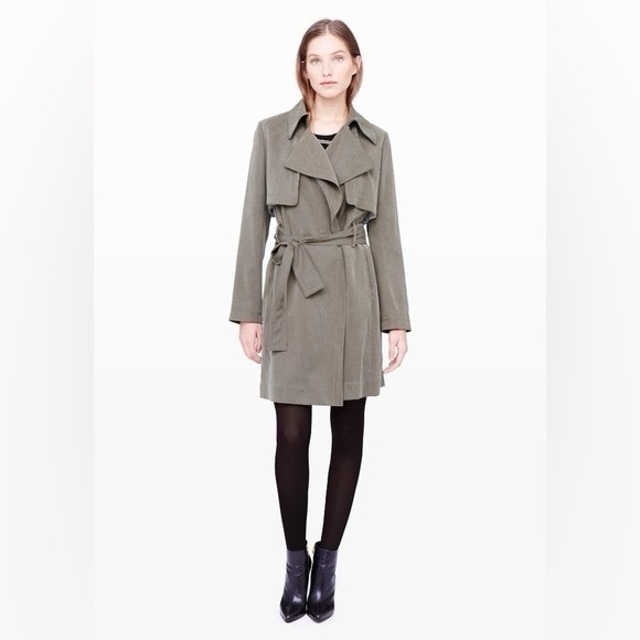 Club Monaco Soft Olive Trench Coat Suede Raincoat Overcoat - Picture 6 of 12